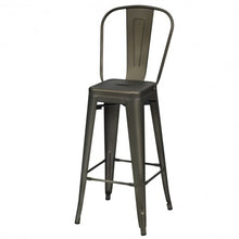 Load image into Gallery viewer, 30" Height Set of 4 High Back Metal Industrial Bar Stools-Gun