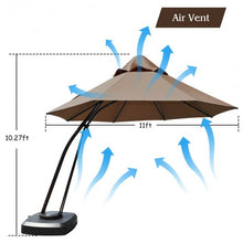Load image into Gallery viewer, 11 Feet Outdoor Cantilever Hanging Umbrella with Base and Wheels-Tan