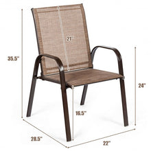 Load image into Gallery viewer, 2 PCS Patio Chairs Outdoor Dining Chair with Armrest-Brown