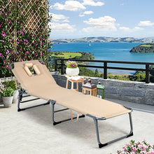 Load image into Gallery viewer, Folding Chaise Lounge Chair Bed Adjustable Outdoor Patio Beach-Beige