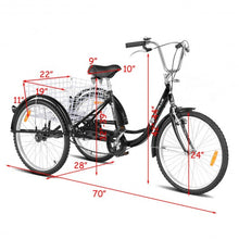 Load image into Gallery viewer, 24" Single Speed 3-wheel Bicycle Adult Tricycle Seat-Black