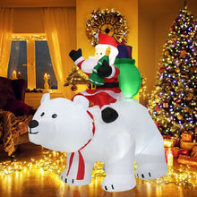 Load image into Gallery viewer, 6.5 ft Christmas Inflatable Santa Riding Polar Bear with Shaking Head LED Lights