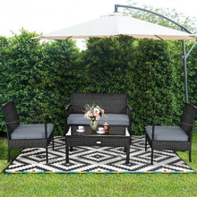 Load image into Gallery viewer, 4 PCS Patio Rattan Cushioned Furniture Set -Black