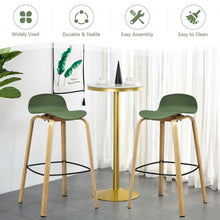 Load image into Gallery viewer, Set of 2 Modern Barstools Pub Chairs with Low Back and Metal Legs-Green