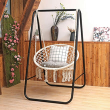 Load image into Gallery viewer, Hanging Macrame Hammock Chair with Handwoven Cotton Backrest-Natural