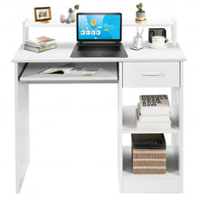 Load image into Gallery viewer, Modern Executive Desk Writing Table with 2-Tier Storage Shelves-White