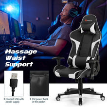 Load image into Gallery viewer, Reclining Swive Massage Gaming Chair-White