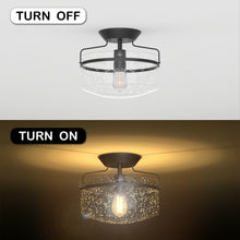 Load image into Gallery viewer, Semi Flush Mount Ceiling Light Fixture Industrial Seeded Glass Pendant Lamp