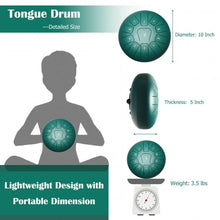 Load image into Gallery viewer, 10" High Carbon 11 Notes Steel Tongue Drum with Drum Hammer-Green