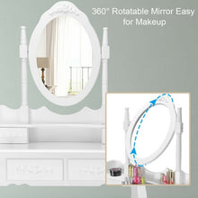 Load image into Gallery viewer, Vanity Table Set with Oval Mirror and 4 Drawers