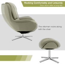 Load image into Gallery viewer, Swivel Top Grain Leather Lounge Armchair Rocking Chair with Ottoman-Gray