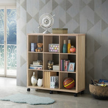 Load image into Gallery viewer, 9 Cubes Ladder Shelf Freestanding Corner Display Rack Bookshelf-Natural