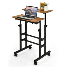 Load image into Gallery viewer, Height Adjustable Mobile Standing Desk with rolling wheels for office and home-Walnut