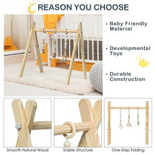 Load image into Gallery viewer, 3 Wooden Baby Teething Toys Hanging Bar-Natural