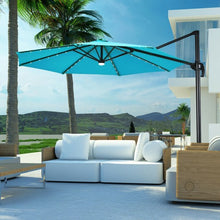 Load image into Gallery viewer, 10 Ft Patio Offset Cantilever Umbrella with Solar Lights-Turquoise