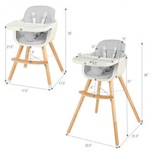 Load image into Gallery viewer, 3 in 1 Convertible Wooden High Chair with Cushion-Gray