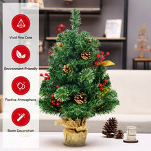 Load image into Gallery viewer, 2Ft Tabletop Pine Artificial Christmas Tree in Burlap Base