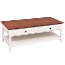 Load image into Gallery viewer, Rectangle Wood Coffee Table with Drawer & Storage Shelf