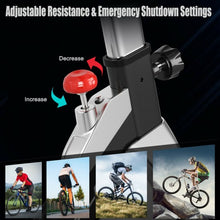 Load image into Gallery viewer, Stationary Silent Belt Adjustable Exercise Bike w/ Phone Holder & Electronic-BK
