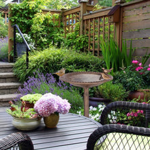 Load image into Gallery viewer, Antique Gold Freestanding Pedestal Bird Bath Feeder