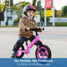 Load image into Gallery viewer, 12" Kids No-Pedal Balance Bike with Adjustable Seat-Pink