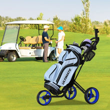 Load image into Gallery viewer, Folding 3 Wheels Golf Push Cart with Brake Scoreboard Adjustable Handle-Blue