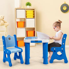 Load image into Gallery viewer, Adjustable Kids Activity Play Table and 2 Chairs Set withStorage Drawer-Blue