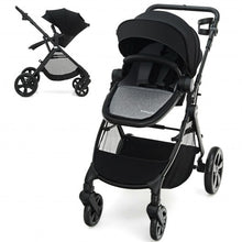 Load image into Gallery viewer, Foldable High Landscape Baby Stroller with Reversible Reclining Seat-Black
