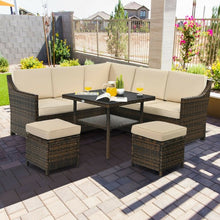Load image into Gallery viewer, 6 Pcs Patio Rattan Dining Sofa Funiture Set