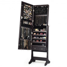 Load image into Gallery viewer, Lockable Mirrored Jewelry Cabinet with Stand and Led Lights-Brown