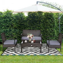 Load image into Gallery viewer, 4 PCS Patio Rattan Cushioned Furniture Set -Brown