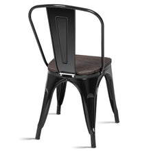 Load image into Gallery viewer, Set of 4 Stackable Tolix Style Metal Wood Dining Chair-Black
