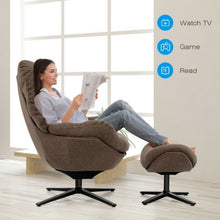 Load image into Gallery viewer, Modern Swivel Rocking Chair and Ottoman Set with Aluminum Alloy Base-Coffee