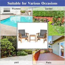 Load image into Gallery viewer, 3PC Solid Wood Outdoor Patio Sofa Furniture Set-Gray