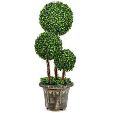 Load image into Gallery viewer, 30" Artificial Topiary Triple Ball Tree Indoor and Outdoor UV Protection