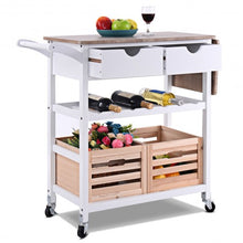 Load image into Gallery viewer, Rolling Kitchen Island Trolley Cart with Wine Shelf