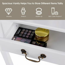 Load image into Gallery viewer, Tri Folding Mirror Makeup Dressing Vanity Set with 4 Drawers-White
