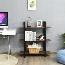 Load image into Gallery viewer, 3-Tiers Bookshelf Industrial Bookcases Metal Frame Shelf Stand