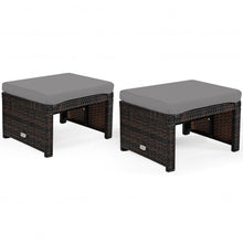Load image into Gallery viewer, 2 Pieces Cushioned Patio Rattan Ottoman Foot Rest-Gray