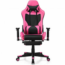 Load image into Gallery viewer, PU Leather Gaming Chair with USB Massage Lumbar Pillow and Footrest -Pink