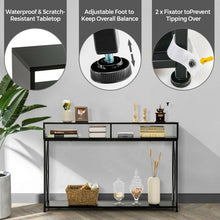 Load image into Gallery viewer, Console Table with Open Shelf and Storage Compartments Steel Frame-Black
