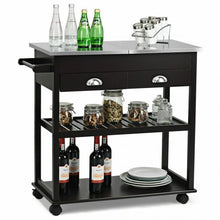 Load image into Gallery viewer, Stainless Steel Mobile Kitchen Trolley Cart With Drawers & Casters-Brown