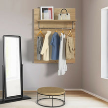 Load image into Gallery viewer, Wall-Mounted Clothes Hanger Rack Shelf with 5 Hooks and Hanging Rod
