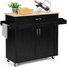 Load image into Gallery viewer, Rolling Kitchen Island Cart with Towel and Spice Rack-Black
