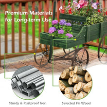 Load image into Gallery viewer, Wooden Wagon Plant Bed With Wheel for Garden Yard-Green