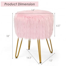 Load image into Gallery viewer, Faux Fur Vanity Chair Makeup Stool Furry Padded Seat Round Ottoman-Pink