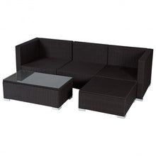 Load image into Gallery viewer, 5 PCS Patio Furniture Wicker Table Shelf Garden Sofa With Cushion