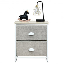 Load image into Gallery viewer, Metal Frame Nightstand Side Table Storage with 2 Drawers-Gray