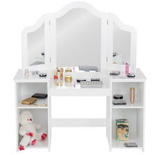 Load image into Gallery viewer, Kids Tri Folding Mirror Makeup Dressing Vanity Table Set-White