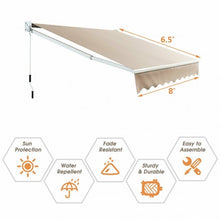 Load image into Gallery viewer, 8FT x 6.5FT Retractable Aluminum Patio Sun Awning-Beige